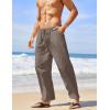 imageCOOFANDY Mens Linen Harem Drawstring Pants Casual Elastic Waist Lightweight Trouser Hippie Summer Beach Yoga PantsCoffee