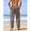 imageCOOFANDY Mens Linen Harem Drawstring Pants Casual Elastic Waist Lightweight Trouser Hippie Summer Beach Yoga PantsCoffee