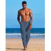 imageCOOFANDY Mens Linen Harem Drawstring Pants Casual Elastic Waist Lightweight Trouser Hippie Summer Beach Yoga PantsDark Blue
