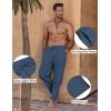 imageCOOFANDY Mens Linen Harem Drawstring Pants Casual Elastic Waist Lightweight Trouser Hippie Summer Beach Yoga PantsDark Blue