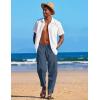 imageCOOFANDY Mens Linen Harem Drawstring Pants Casual Elastic Waist Lightweight Trouser Hippie Summer Beach Yoga PantsDark Blue