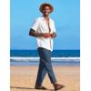 imageCOOFANDY Mens Linen Harem Drawstring Pants Casual Elastic Waist Lightweight Trouser Hippie Summer Beach Yoga PantsDark Blue