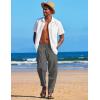 imageCOOFANDY Mens Linen Harem Drawstring Pants Casual Elastic Waist Lightweight Trouser Hippie Summer Beach Yoga PantsDark Grey