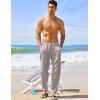 imageCOOFANDY Mens Linen Harem Drawstring Pants Casual Elastic Waist Lightweight Trouser Hippie Summer Beach Yoga PantsGrey