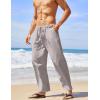 imageCOOFANDY Mens Linen Harem Drawstring Pants Casual Elastic Waist Lightweight Trouser Hippie Summer Beach Yoga PantsGrey