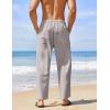 imageCOOFANDY Mens Linen Harem Drawstring Pants Casual Elastic Waist Lightweight Trouser Hippie Summer Beach Yoga PantsGrey