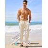 imageCOOFANDY Mens Linen Harem Drawstring Pants Casual Elastic Waist Lightweight Trouser Hippie Summer Beach Yoga PantsKhaki