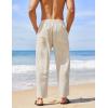 imageCOOFANDY Mens Linen Harem Drawstring Pants Casual Elastic Waist Lightweight Trouser Hippie Summer Beach Yoga PantsKhaki