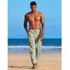 imageCOOFANDY Mens Linen Harem Drawstring Pants Casual Elastic Waist Lightweight Trouser Hippie Summer Beach Yoga PantsLight Green