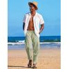 imageCOOFANDY Mens Linen Harem Drawstring Pants Casual Elastic Waist Lightweight Trouser Hippie Summer Beach Yoga PantsLight Green