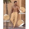 imageCOOFANDY Mens Linen Harem Drawstring Pants Casual Elastic Waist Lightweight Trouser Hippie Summer Beach Yoga PantsLight Tan