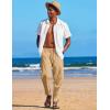 imageCOOFANDY Mens Linen Harem Drawstring Pants Casual Elastic Waist Lightweight Trouser Hippie Summer Beach Yoga PantsLight Tan