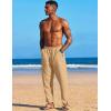 imageCOOFANDY Mens Linen Harem Drawstring Pants Casual Elastic Waist Lightweight Trouser Hippie Summer Beach Yoga PantsLight Tan