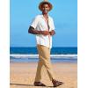 imageCOOFANDY Mens Linen Harem Drawstring Pants Casual Elastic Waist Lightweight Trouser Hippie Summer Beach Yoga PantsLight Tan