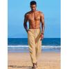 imageCOOFANDY Mens Linen Harem Drawstring Pants Casual Elastic Waist Lightweight Trouser Hippie Summer Beach Yoga PantsLight Tan