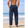 imageCOOFANDY Mens Linen Harem Drawstring Pants Casual Elastic Waist Lightweight Trouser Hippie Summer Beach Yoga PantsNavy Blue