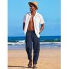 imageCOOFANDY Mens Linen Harem Drawstring Pants Casual Elastic Waist Lightweight Trouser Hippie Summer Beach Yoga PantsNavy Blue
