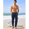imageCOOFANDY Mens Linen Harem Drawstring Pants Casual Elastic Waist Lightweight Trouser Hippie Summer Beach Yoga PantsNavy Blue