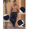 imageCOOFANDY Mens Linen Harem Drawstring Pants Casual Elastic Waist Lightweight Trouser Hippie Summer Beach Yoga PantsNavy Blue