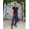 imageCOOFANDY Mens Linen Harem Drawstring Pants Casual Elastic Waist Lightweight Trouser Hippie Summer Beach Yoga PantsNavy Blue