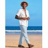 imageCOOFANDY Mens Linen Harem Drawstring Pants Casual Elastic Waist Lightweight Trouser Hippie Summer Beach Yoga PantsSky Blue