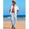 imageCOOFANDY Mens Linen Harem Drawstring Pants Casual Elastic Waist Lightweight Trouser Hippie Summer Beach Yoga PantsSky Blue