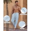 imageCOOFANDY Mens Linen Harem Drawstring Pants Casual Elastic Waist Lightweight Trouser Hippie Summer Beach Yoga PantsSky Blue