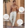 imageCOOFANDY Mens Linen Harem Drawstring Pants Casual Elastic Waist Lightweight Trouser Hippie Summer Beach Yoga PantsWhite