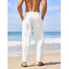 imageCOOFANDY Mens Linen Harem Drawstring Pants Casual Elastic Waist Lightweight Trouser Hippie Summer Beach Yoga PantsWhite