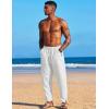 imageCOOFANDY Mens Linen Harem Drawstring Pants Casual Elastic Waist Lightweight Trouser Hippie Summer Beach Yoga PantsWhite