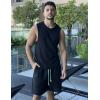 imageCOOFANDY Mens Linen Shorts Casual Drawstring Elastic Waist Lightweight Summer Vacation Beach ShortsBlack