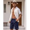 imageCOOFANDY Mens Linen Shorts Elastic Waist Drawstring Casual Summer Beach ShortsNavy Blue