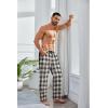 imageCOOFANDY Mens Plaid Casual Pants Soft Cotton Pajama Pants Drawstring Checkered Lounge Sweatpant with PocketsApricot Black White Plaid