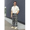 imageCOOFANDY Mens Plaid Casual Pants Soft Cotton Pajama Pants Drawstring Checkered Lounge Sweatpant with PocketsBlack White Grey Plaid