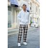 imageCOOFANDY Mens Plaid Casual Pants Soft Cotton Pajama Pants Drawstring Checkered Lounge Sweatpant with PocketsBlack White Plaid Heavyweight