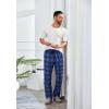imageCOOFANDY Mens Plaid Casual Pants Soft Cotton Pajama Pants Drawstring Checkered Lounge Sweatpant with PocketsBlue Black Plaid