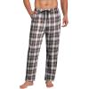 imageCOOFANDY Mens Plaid Casual Pants Soft Cotton Pajama Pants Drawstring Checkered Lounge Sweatpant with PocketsBrown Black White Plaid