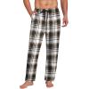 imageCOOFANDY Mens Plaid Casual Pants Soft Cotton Pajama Pants Drawstring Checkered Lounge Sweatpant with PocketsKhaki Black White Plaid Heavyweight