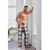 imageCOOFANDY Mens Plaid Casual Pants Soft Cotton Pajama Pants Drawstring Checkered Lounge Sweatpant with PocketsKhaki Black White Plaid Heavyweight