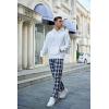 imageCOOFANDY Mens Plaid Casual Pants Soft Cotton Pajama Pants Drawstring Checkered Lounge Sweatpant with PocketsNavy White Plaid