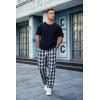imageCOOFANDY Mens Plaid Casual Pants Soft Cotton Pajama Pants Drawstring Checkered Lounge Sweatpant with PocketsNavy White Plaid