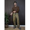 imageCOOFANDY Mens Plaid Casual Pants Soft Cotton Pajama Pants Drawstring Checkered Lounge Sweatpant with PocketsNavy Yellow Plaid