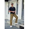 imageCOOFANDY Mens Plaid Casual Pants Soft Cotton Pajama Pants Drawstring Checkered Lounge Sweatpant with PocketsNavy Yellow Plaid