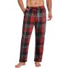 imageCOOFANDY Mens Plaid Casual Pants Soft Cotton Pajama Pants Drawstring Checkered Lounge Sweatpant with PocketsRed Black White Plaid Heavyweight