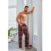 imageCOOFANDY Mens Plaid Casual Pants Soft Cotton Pajama Pants Drawstring Checkered Lounge Sweatpant with PocketsRed Black White Plaid Heavyweight