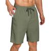 imageCOOFANDY Mens Summer Beach Shorts Lightweight Elastic Waist Drawstring Casual Shorts with PocketDeep Green