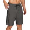 imageCOOFANDY Mens Summer Beach Shorts Lightweight Elastic Waist Drawstring Casual Shorts with PocketDeep Grey
