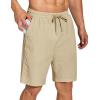 imageCOOFANDY Mens Summer Beach Shorts Lightweight Elastic Waist Drawstring Casual Shorts with PocketKhaki