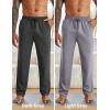 imageCOOFANDY Mens Yoga Sweatpants Open Bottom Lightweight Sweat Pants Drawstring Athletic Lounge Pants with PocketsDark Gray  Light Gray