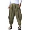 imageCOOFANDY Men Hippie Harem Pants Baggy Linen Cotton Boho Yoga Pants Summer Beach Pants Casual Drop Crotch TrouserArmy Green